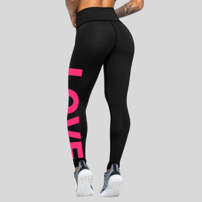 Printed "LOVE" High Waist Tummy Control Fitness Leggings